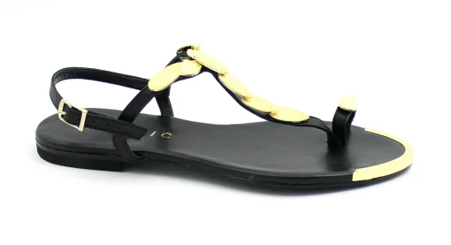 MOSAIC M1335 black nero sandali donna cinturino infradito accessorio dorato