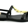 MOSAIC M1450 black nero sandali donna cinturino accessorio foglia dorata
