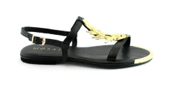 MOSAIC M1450 black nero sandali donna cinturino accessorio foglia dorata
