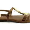 MOSAIC M1450 brown marrone donna sandali cinturino accessorio foglia dorata
