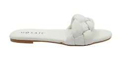 MOSAIC MIU white bianco ciabatta donna pelle fascia intrecciata