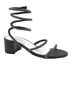 MOSAIC STRIP HI black nero sandali gioiello donna strass tacco schiava