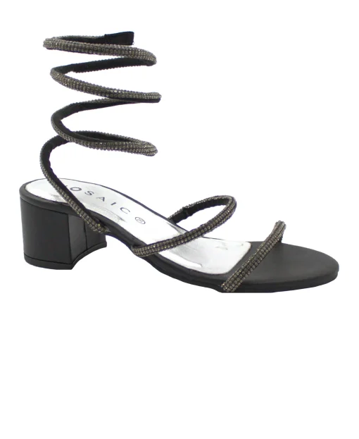 MOSAIC STRIP HI black nero sandali gioiello donna strass tacco schiava