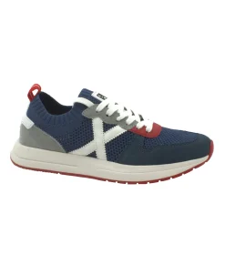 MUNICH 8903023 NET 23 blu scarpe uomo sneakers lacci tessuto pelle forata