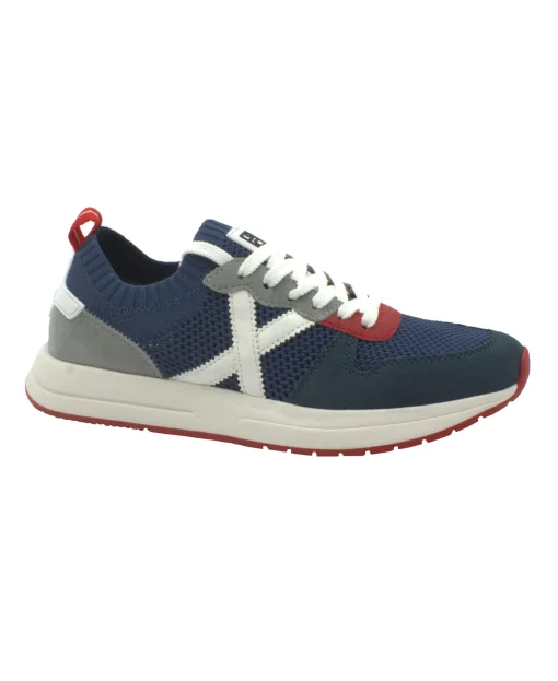MUNICH 8903023 NET 23 blu scarpe uomo sneakers lacci tessuto pelle forata