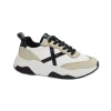 MUNICH 8770105 WAVE bianco nero scarpe donna sneakers lacci pelle