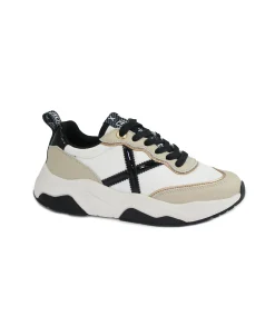 MUNICH 8770105 WAVE bianco nero scarpe donna sneakers lacci pelle