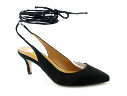 NACREE 360017 nero scarpe donna decolleté tacco punta lacci alla caviglia
