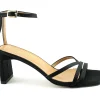 NACREE 395002 nero scarpe donna sandalo tacco cinturino tessuto raso