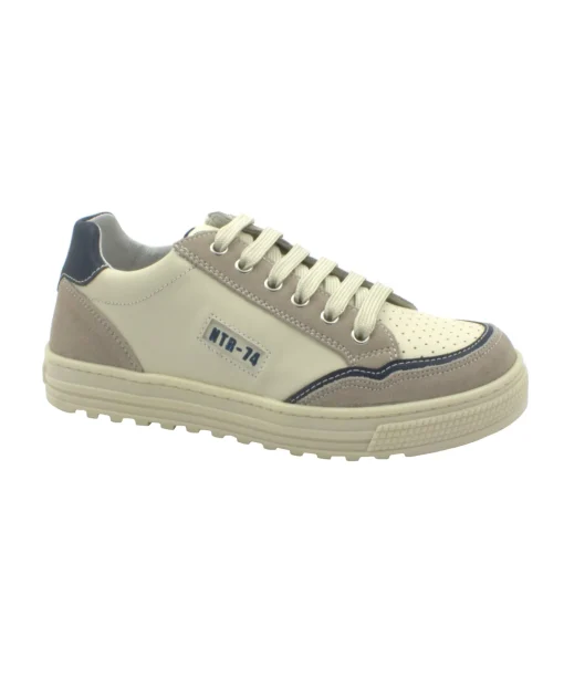NATURINO ARITON ZIP 17514 milk beige sneakers scarpe bambino pelle lacci zip 35/38