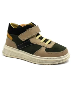 NATURINO OTZAR 17103 27/31 taupe militare scarpe bambino sneakers mid strappo pelle