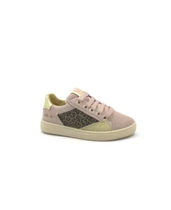 NATURINO QUAR 17498 27/32 cipria platinum sneakers scarpe bambina pelle lacci zip