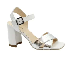 NERO GIARDINI 18451 argento bianco scarpe donna sandali tacco cinturino pelle