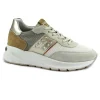 NERO GIARDINI 12863 beige scarpe donna sportive sneakers lacci zeppa pelle