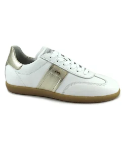 NERO GIARDINI 12851 bianco oro scarpe donna sneakers lacci pelle