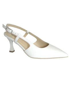 NERO GIARDINI 09331 bianco scarpe donna sposa decolletè tacco sling back cinturino punta