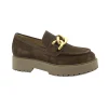 NERO GIARDINI 05110 castagno marrone scarpe donna mocassino catena carrarmato camoscio