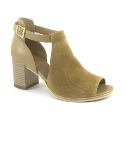 NERO GIARDINI 06291 corda beige scarpe donna sandalo tallone chiuso tacco fibbia