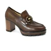NERO GIARDINI 11432 delavato beige scarpe donna mocassino tacco pelle