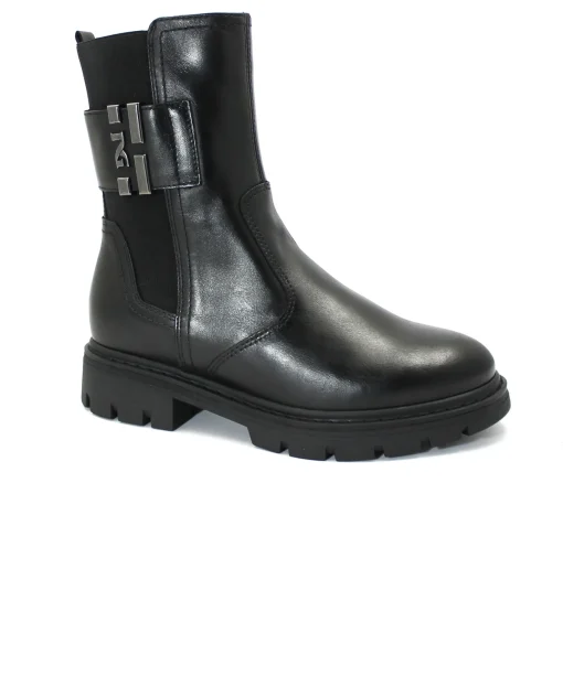 NERO GIARDINI 11860 guanto nero stivaletti donna beatles combat pelle elastici gomma zip