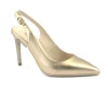 NERO GIARDINI 07041 laminato oro scarpe donna decolletè tacco sling back cinturino punta