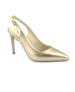 NERO GIARDINI 07041 laminato oro scarpe donna decolletè tacco sling back cinturino punta