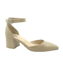 NERO GIARDINI 12020 lino beige scarpe donna decolletè tacco punta cinturino