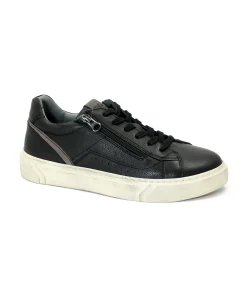 NERO GIARDINI 00430 nero scarpe uomo sneakers lacci zip pelle