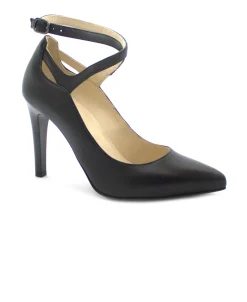 NERO GIARDINI 08611 nero scarpe donna decolletè tacco punta incrocio cinturino