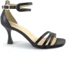 NERO GIARDINI 07290 nero scarpe donna sandali tacco pelle tallone chiuso cinturino