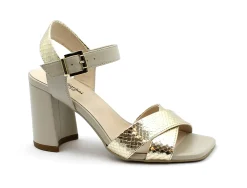 NERO GIARDINI 18451 platino sand beige scarpe donna sandali tacco cinturino pelle