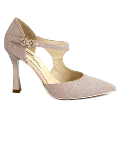 NERO GIARDINI 12221 rosa glitter scarpe donna decolletè tacco cinturino punta