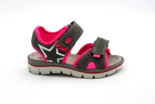 PRIMIGI 98144 26/30 grigio fucsia sandali scarpe bambina strappi pelle tessuto