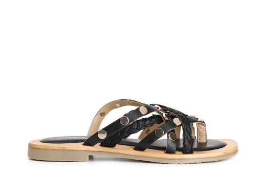 Sandali Donna: Cafè Noir C1GH1007 CIABATTA INCROCIO IN PELLE E RAFFIA