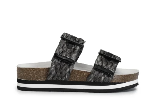 Sandali Donna: Cafè Noir C1HL9002 CIABATTA DOPPIA FIBBIA IN RAFFIA INTRECCIATA