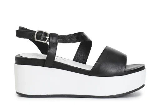 Sandali Donna: Cafè Noir C1HC1260 SANDALO ASIMMETRICO SU ZEPPA IN PELLE