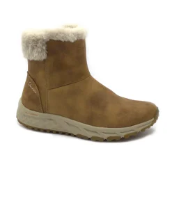 SKECHERS 167413 ESCAPE PLAN chestnut marrone scarpe donna scarponcino stivaletto pelle pelo zip