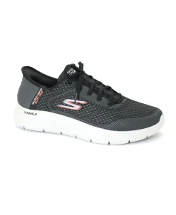 SKECHERS 216505 GO WALK FLEX SLIP-INS black orange scarpe uomo elastici memory foam