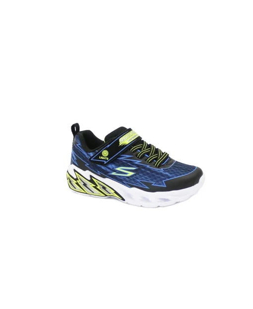 SKECHERS 400149L S LIGHTS black blue nero scarpe bambino sneakers luci strappo elastico