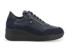 Sneakers Donna: Sneakers donna in pelle e camoscio blu navy r25655w