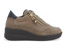 Sneakers Donna: Sneakers donna in pelle e camoscio topo r25655w
