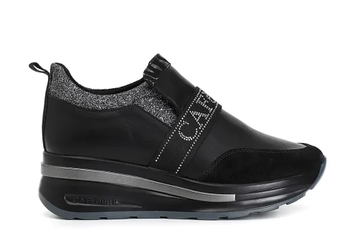 Sneakers Donna: Cafè Noir C1DN1001 SLIPON IN PELLLE CON FASCIA LOGO STRASS