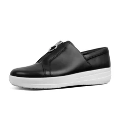 Sneakers Donna: FitFlop NEW ZIP SNEAKER LEATHER BLACK