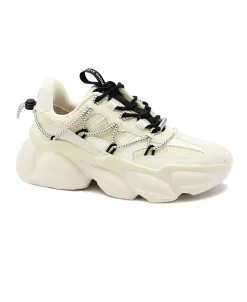 STEVE MADDEN SPEC04S1 white beige scarpe donna sneakers tessuto zeppa lacci