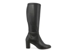 Stivali Donna: Stivale donna in pelle e similpelle elasticizzato nero z410w