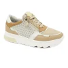 STONEFLY 220905 birch white beige cuoio scarpe donna sneakers lacci zip pelle forata