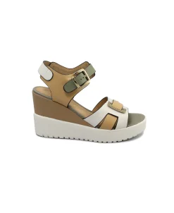 STONEFLY 220751 ELY 19 tannin brown beige sandali donna fibbia zeppa