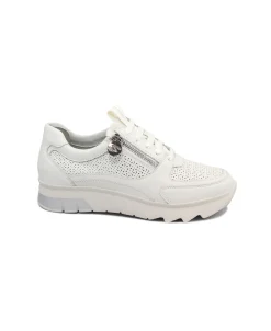 STONEFLY 222509 SPOCK 45 white bianco scarpe donna sneakers lacci zip pelle forata