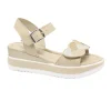 VALLEVERDE 32111 beige sandali donna zeppa fibbia + strappo pelle