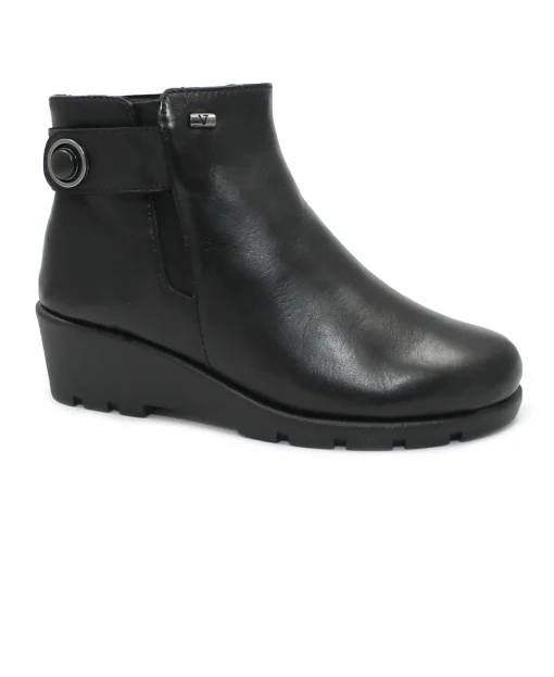VALLEVERDE VS10413 nero scarpe donna stivaletto zip elastico pelle zeppa